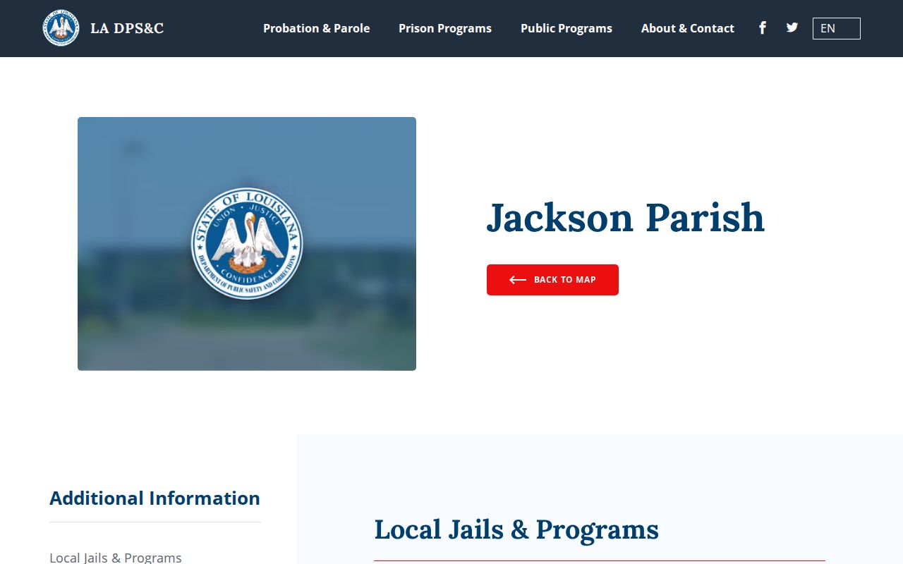 Jackson Parish correctional and transitional release locations