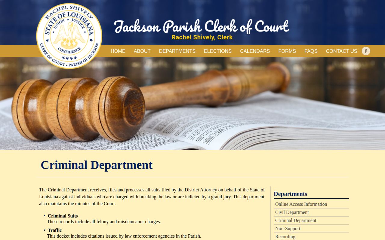 Jackson Parish expungement and criminal release record instructions
